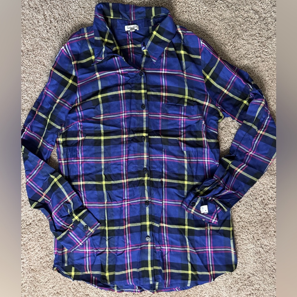 Splendid Navy and Red Plaid Shirt